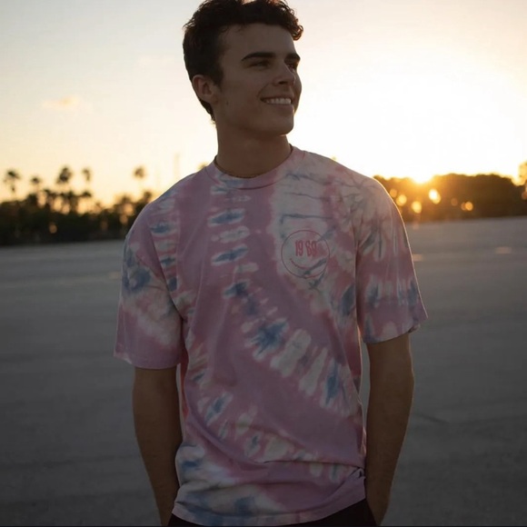 Blue and Purple Tie-Dye Cotton Tee. From the collection: "Freedom-Unity-Love". - Picture 6 of 7